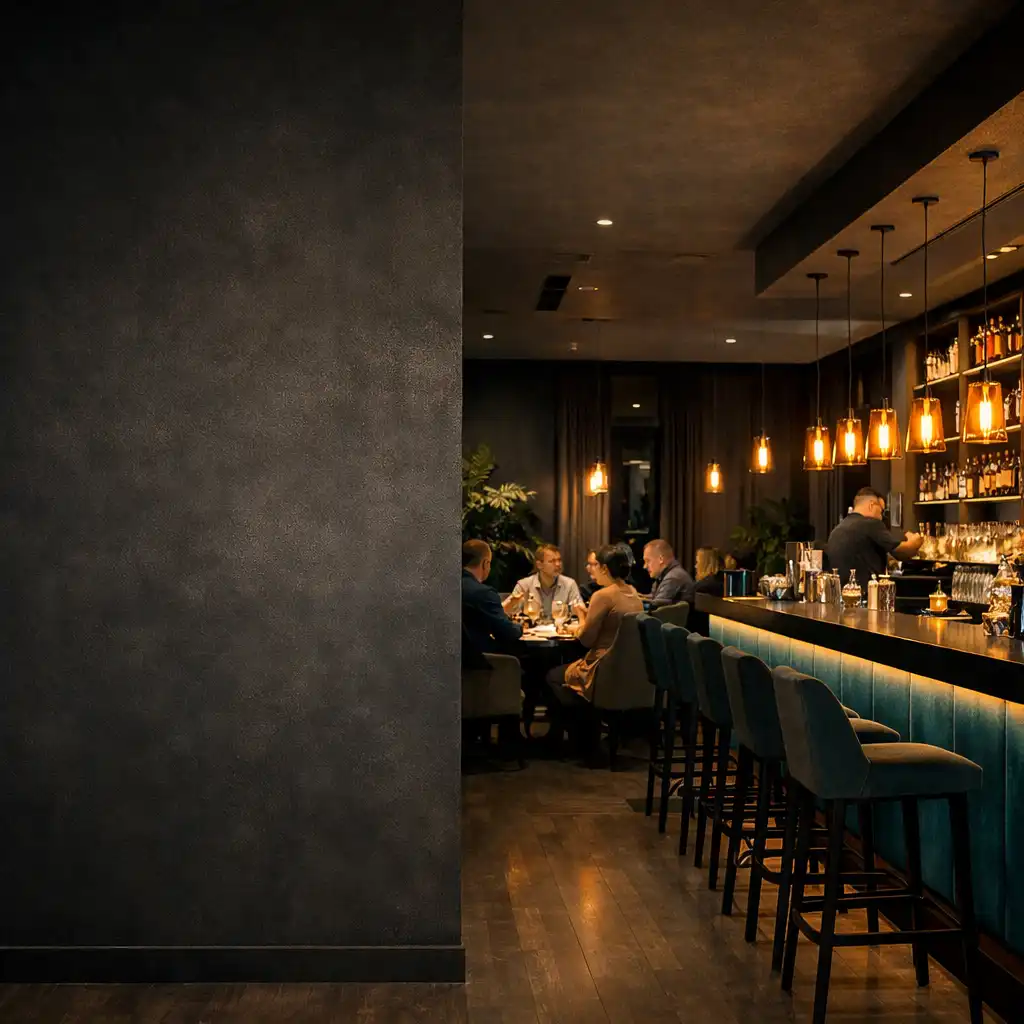 Esti enteriőr a Restaurant Dellights bár- és étkezőterével